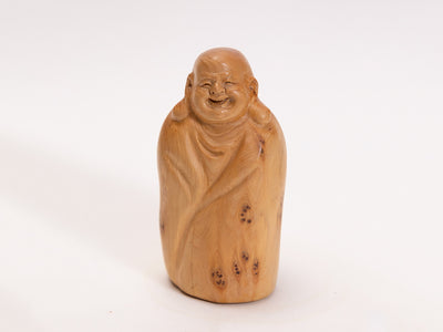 【稀少個体】【総高9cm】布袋様 崖柏木(ヤーバイボク) 木彫り 置物 握り木 ※画像現品像の発送です
