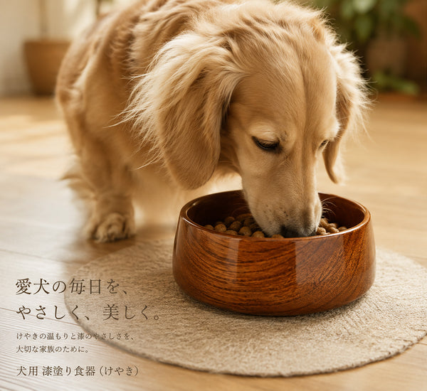 ペットボウル 木製 動物用食器 漆塗り