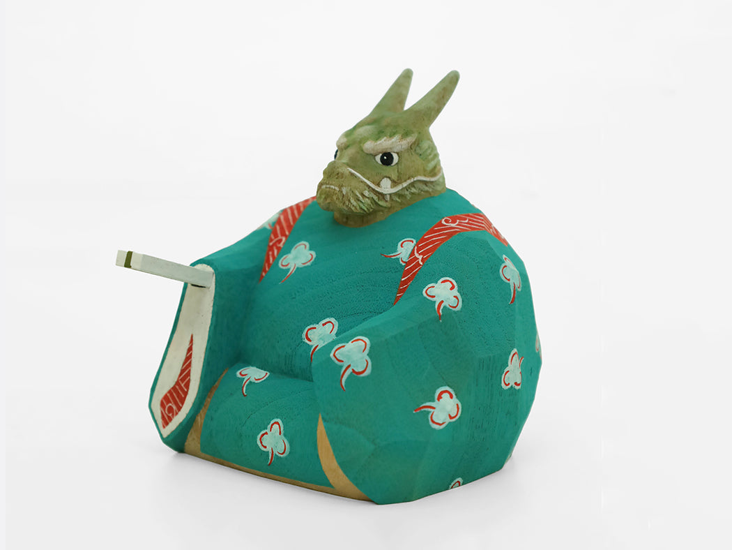 【総高11cm】『十二類絵巻』 辰 木彫龍 作家物