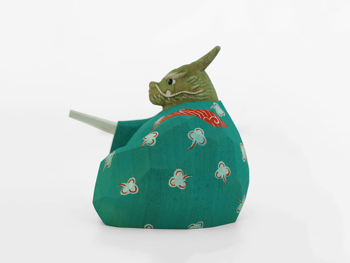 【総高11cm】『十二類絵巻』 辰 木彫龍 作家物
