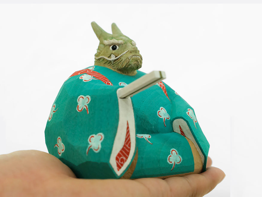 【総高11cm】『十二類絵巻』 辰 木彫龍 作家物