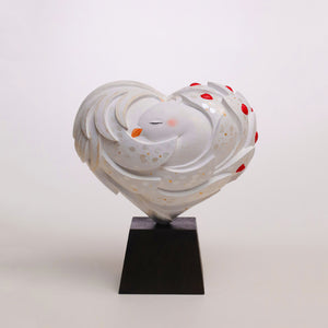 【総高23cm】白凰 鳳凰像 木彫り 作家物