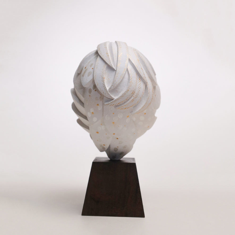 【総高23cm】白凰 鳳凰像 木彫り 作家物