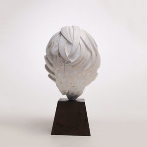 【総高23cm】白凰 鳳凰像 木彫り 作家物