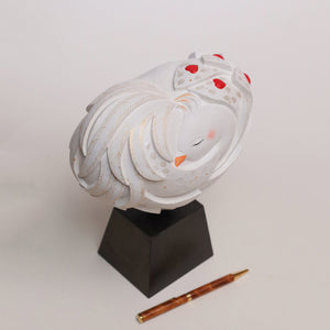 【総高23cm】白凰 鳳凰像 木彫り 作家物