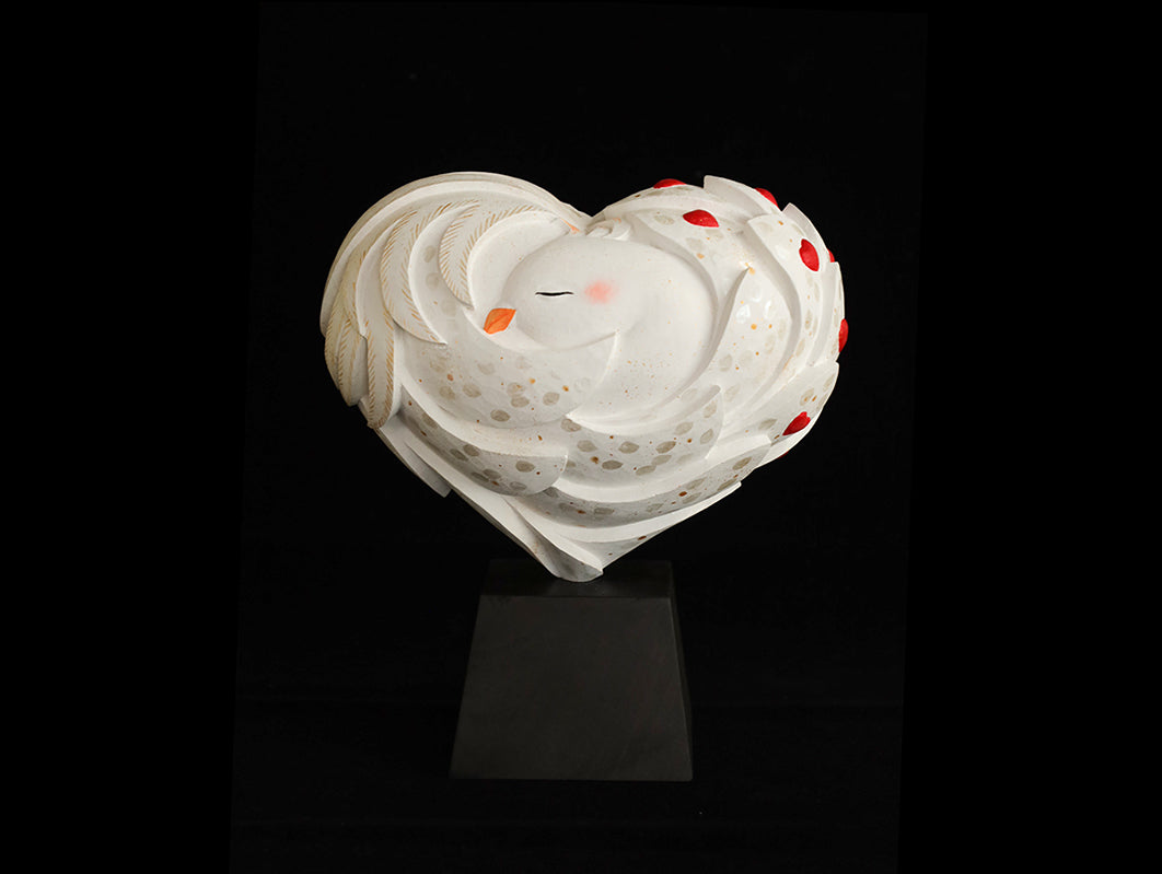 総高23cm】白凰 鳳凰像 木彫り 作家物 – まなこの音