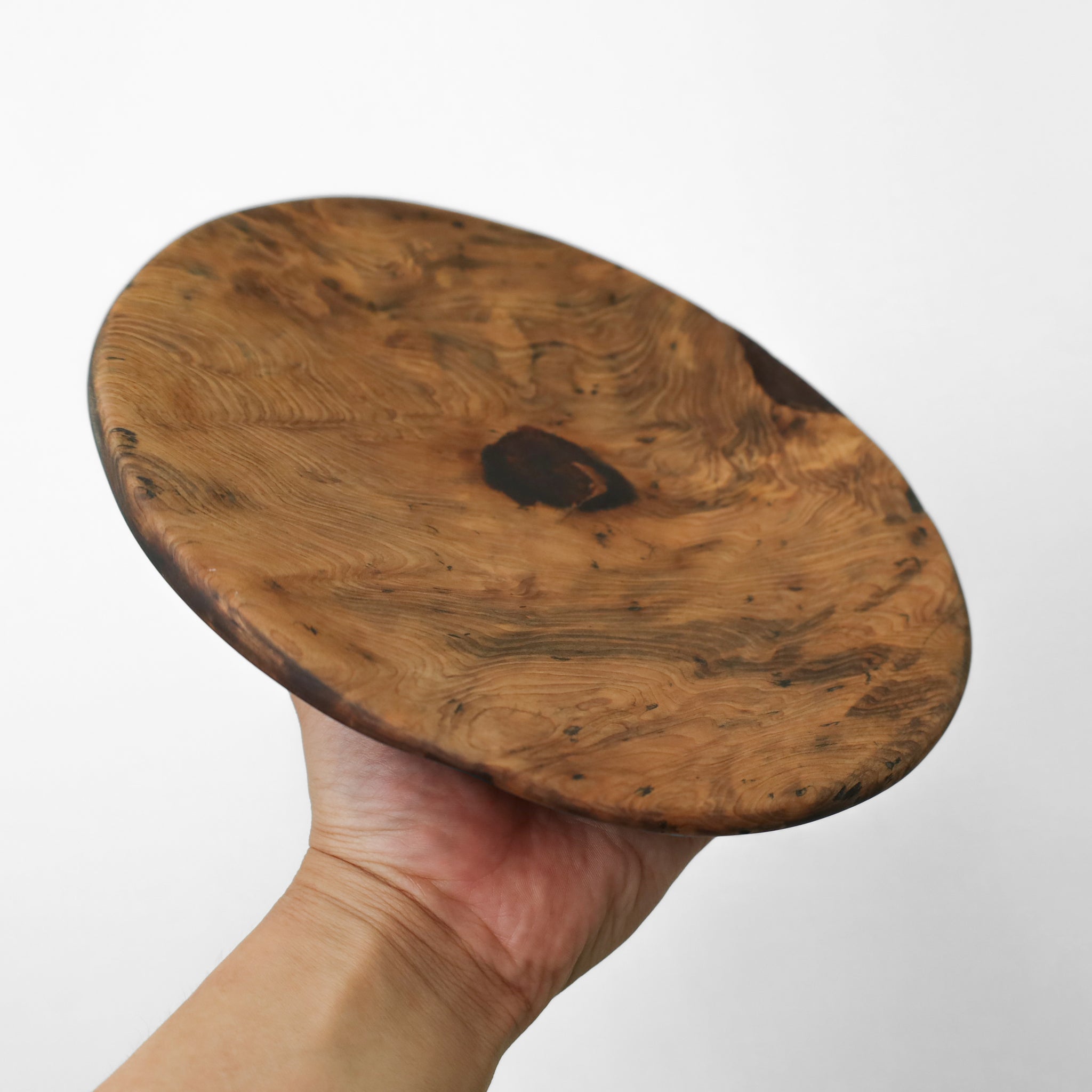 【径24cm】8寸皿 樹種：屋久杉 油瘤 オイル仕上