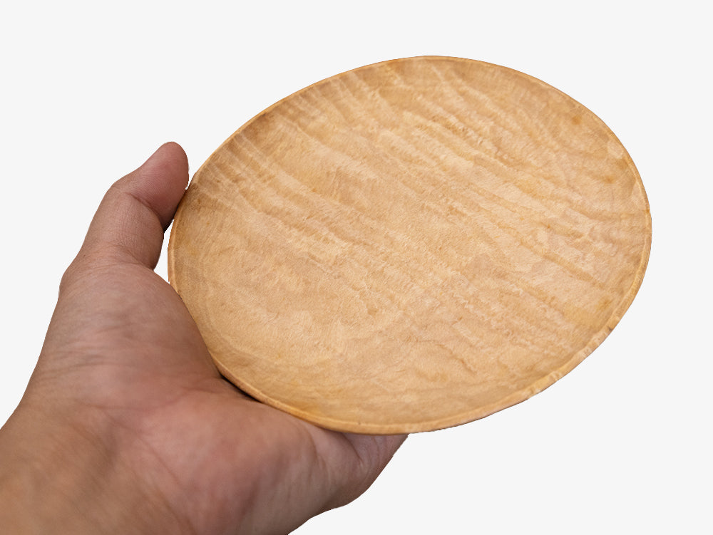 【径15cm】5寸皿  樹種：栃 縮杢  / 木の器 手鑿加工 ウレタンオイル仕上げ