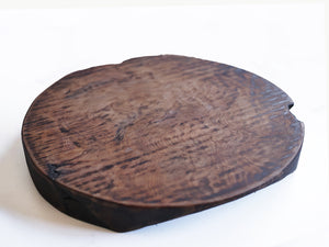 【径24cm】8寸 円形台 敷台 敷板 樹種：屋久杉油瘤（あぶらこぶ） / 木の器 拭き漆