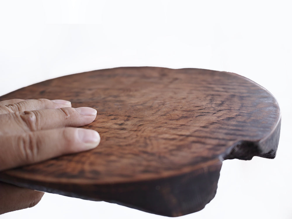 【径24cm】8寸 円形台 敷台 敷板 樹種：屋久杉油瘤（あぶらこぶ） / 木の器 拭き漆