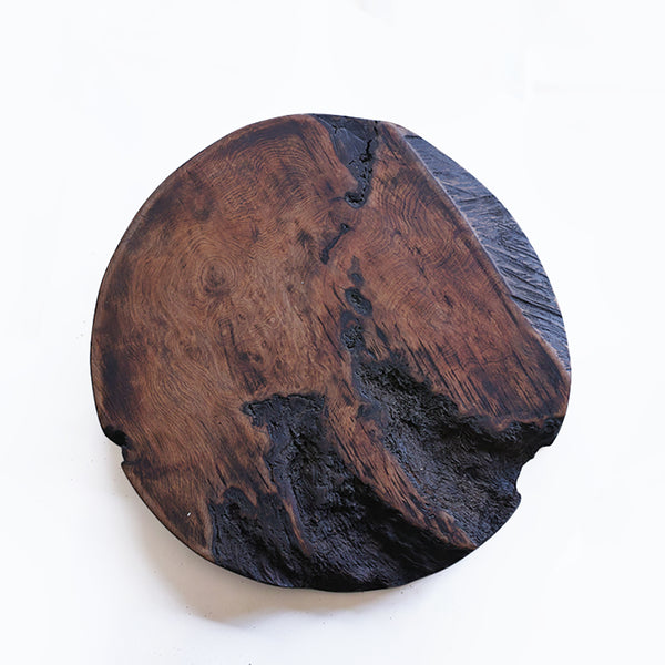 【径24cm】8寸 円形台 敷台 敷板 樹種：屋久杉油瘤（あぶらこぶ） / 木の器 拭き漆