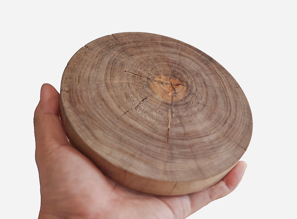 【径15cm】5寸皿 円形皿 樹種：銀杏（イチョウ） / 木の器 クリアガラス仕上げ