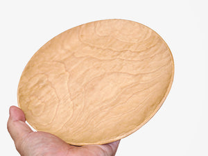 【径21cm】7寸皿  樹種：栃 縮杢  / 木の器 手鑿加工 ウレタンオイル仕上げ