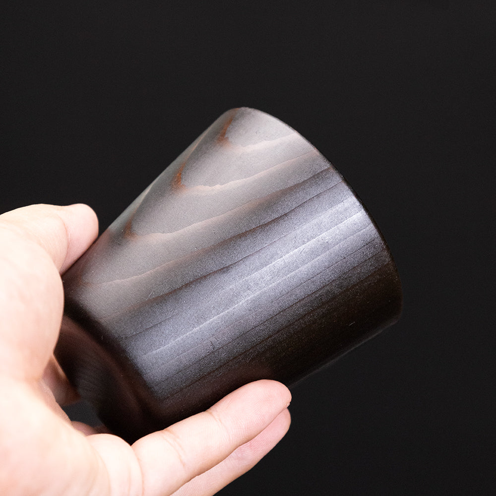 【横幅8cm】そば猪口 樹種：神代杉  拭き漆仕上げ / 埋もれ木,カップ,コップ,木製