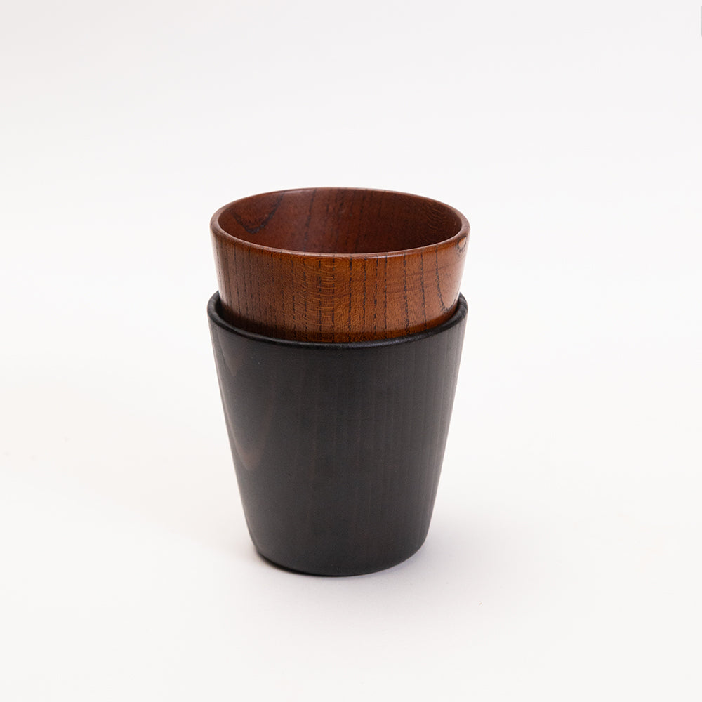 【横幅8cm】そば猪口 樹種：神代杉  拭き漆仕上げ / 埋もれ木,カップ,コップ,木製