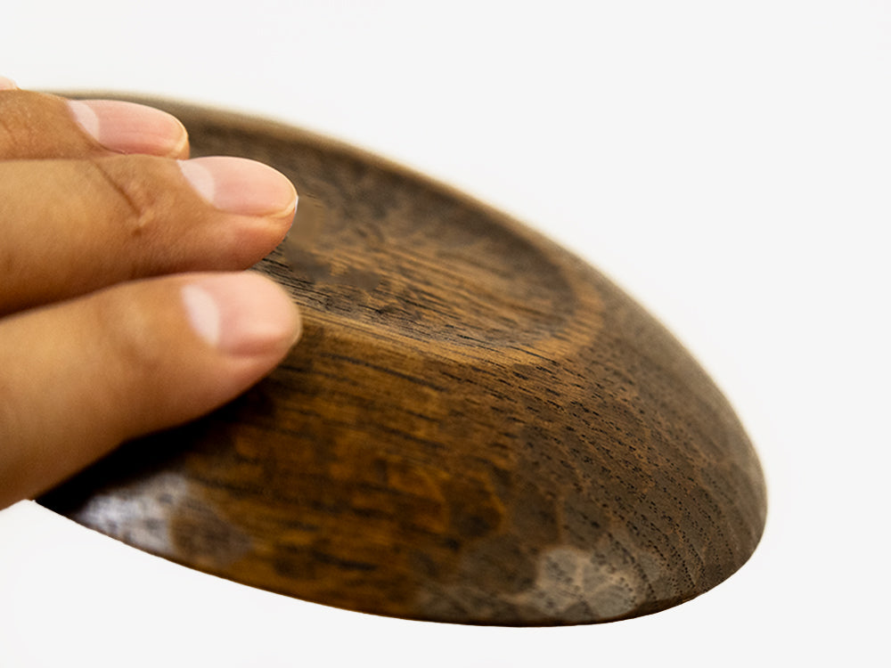 【径15cm】5寸皿 手彫り  樹種：栗  / 木の器 拭き漆 鑿仕上げ