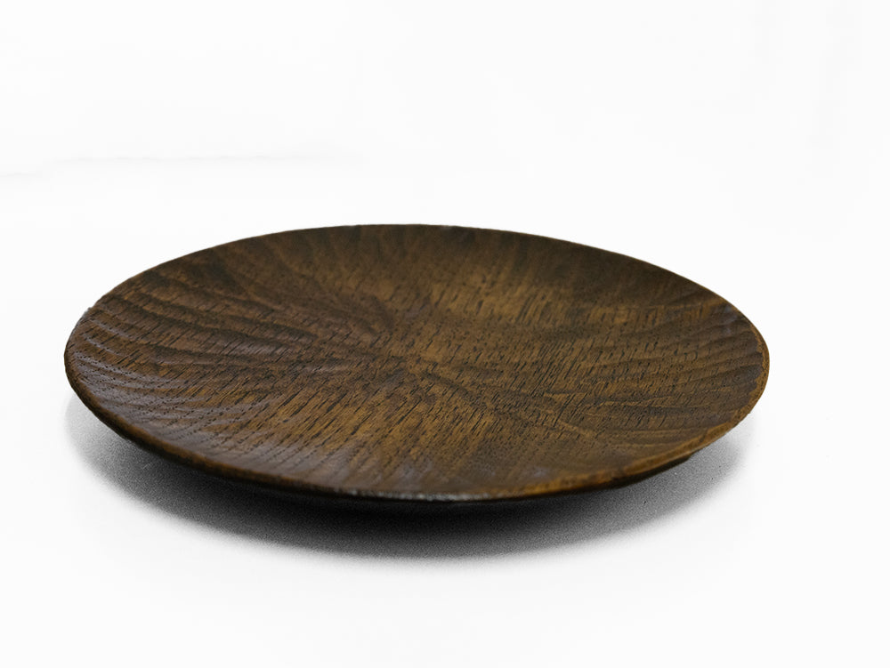 【径15cm】5寸皿 手彫り  樹種：栗  / 木の器 拭き漆 鑿仕上げ curve-132