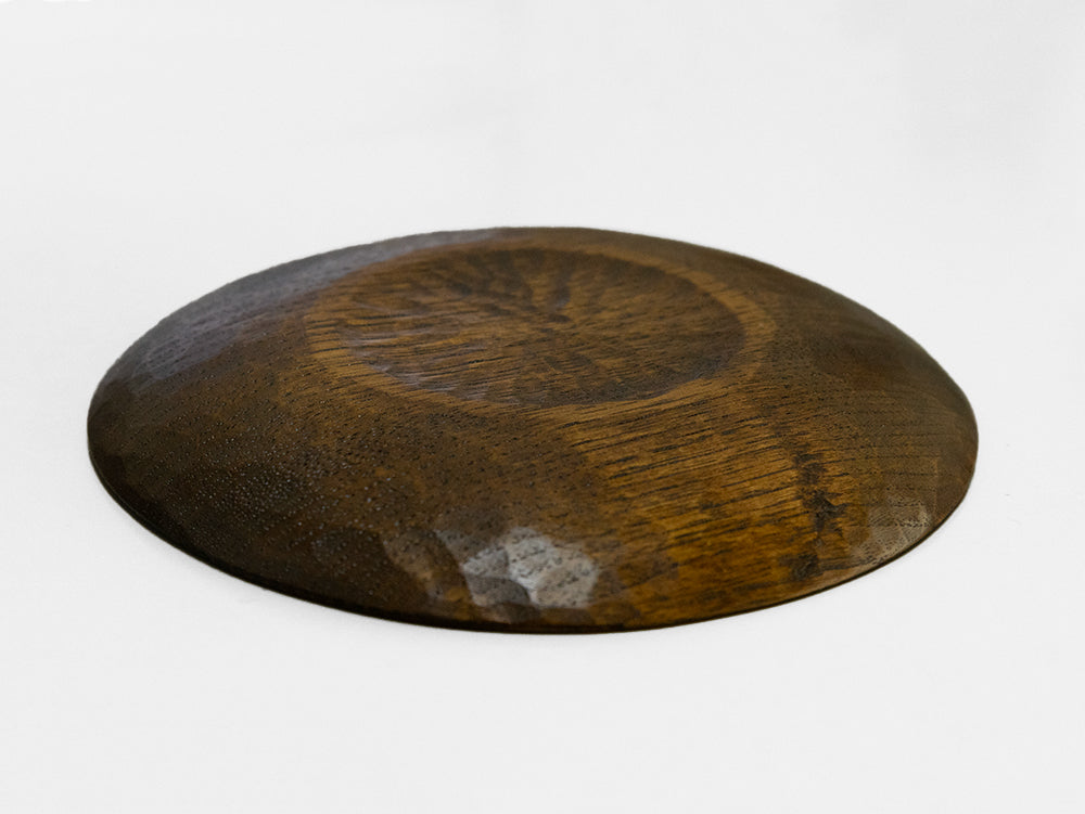 【径15cm】5寸皿 手彫り  樹種：栗  / 木の器 拭き漆 鑿仕上げ curve-132