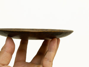 【径15cm】5寸皿 手彫り  樹種：栗  / 木の器 拭き漆 鑿仕上げ curve-132