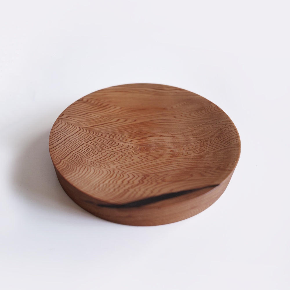【径12cm】4寸平皿  樹種：屋久杉 / 木の器 蜜蝋クリーム仕上げ