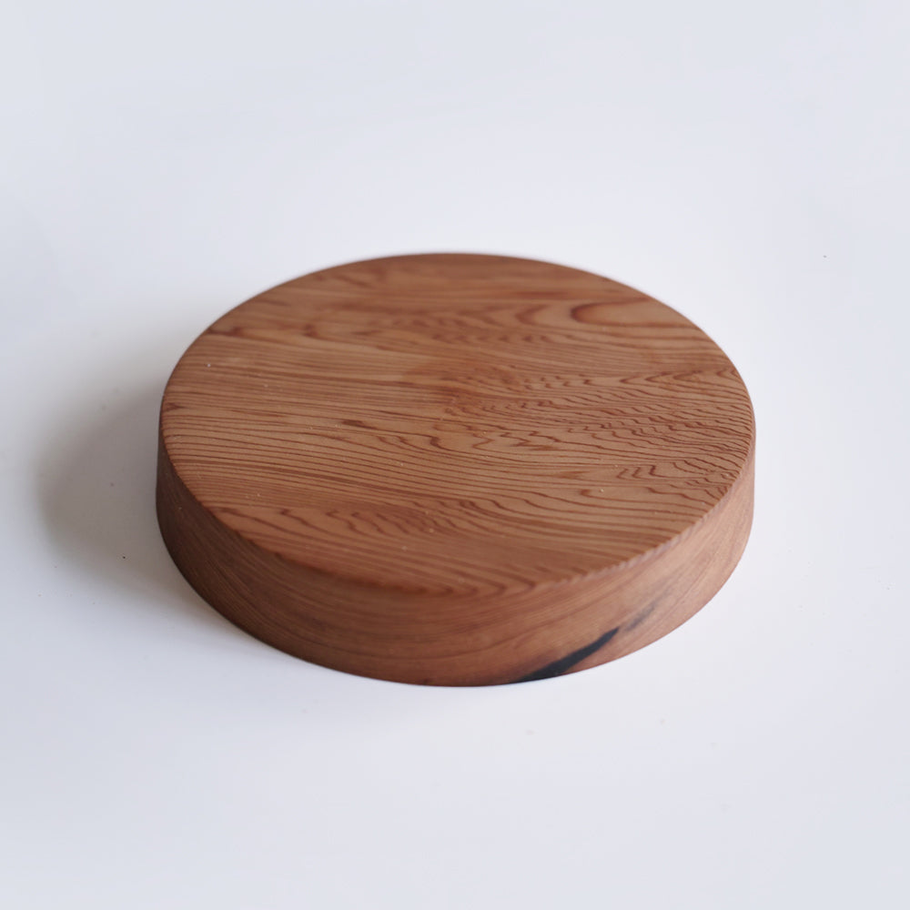【径12cm】4寸平皿  樹種：屋久杉 / 木の器 蜜蝋クリーム仕上げ