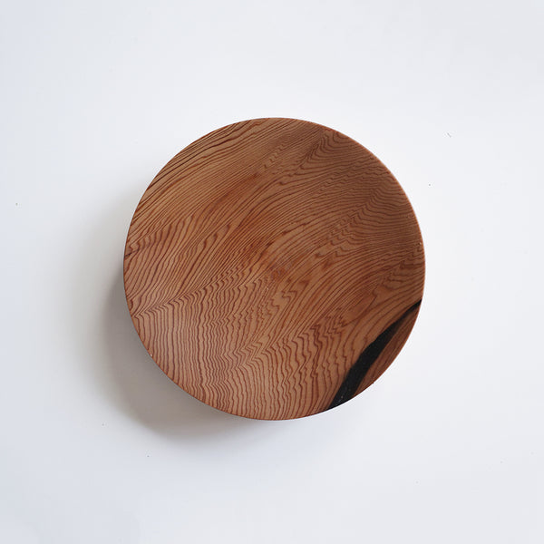 【径12cm】4寸平皿  樹種：屋久杉 / 木の器 蜜蝋クリーム仕上げ