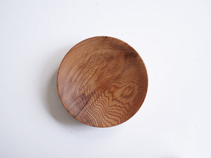 【径12cm】4寸平皿  樹種：屋久杉 / 木の器 蜜蝋クリーム仕上げ curve-135
