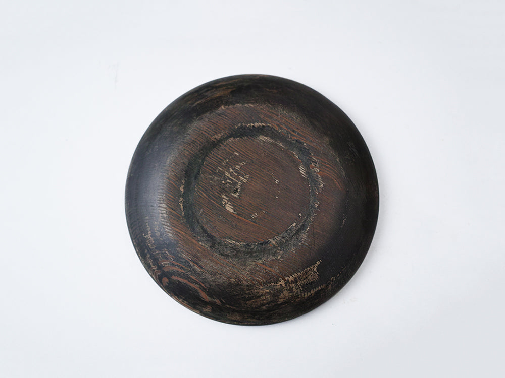 【径13cm】4寸皿  樹種：屋久杉 / 木の器 旋盤挽き 拭き漆仕上げ 菓子皿 茶托 銘々皿