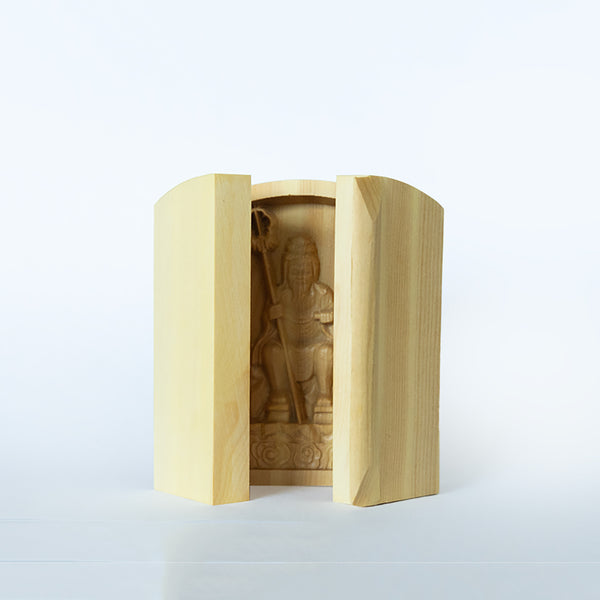 【総高6cm】三開仏・役行者三尊像  木彫り 樹種：柘植 / 役小角 前鬼 後鬼 縁起物 ※画像現品像の発送です
