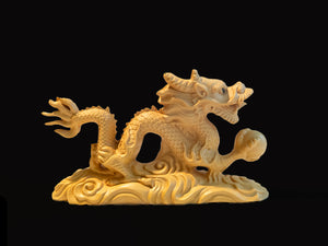 木彫 龍 総高7cm 木彫龍 樹種 柘植 龍 置物 木彫り 縁起物 画像現品像