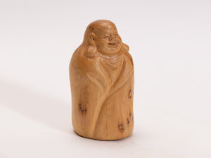 【総高9cm】布袋様 崖柏木（ヤーバイボク） 木彫り 置物 握り木