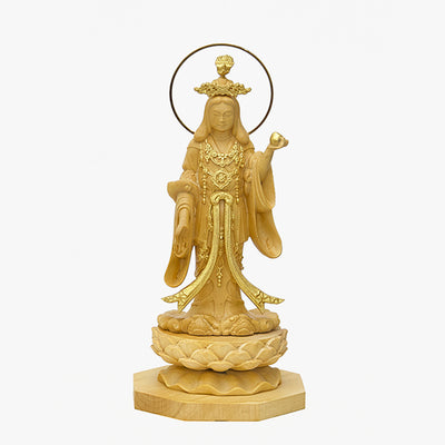 【総高12cm】吉祥天 立像 木彫り 樹種：柘植（つげ） / 置物 縁起物