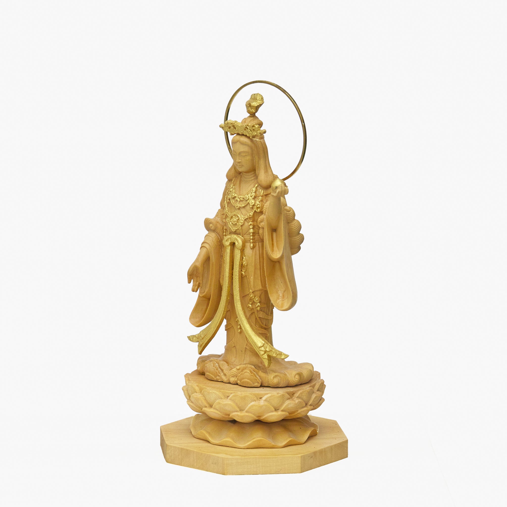 【総高12cm】吉祥天 立像 木彫り 樹種：柘植（つげ） / 置物 縁起物 ※画像現品像の発送です