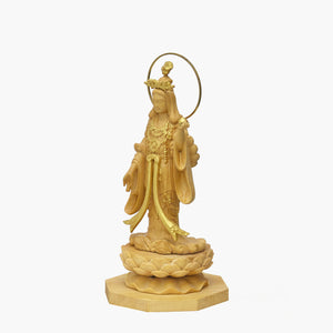 【総高12cm】吉祥天 立像 木彫り 樹種：柘植（つげ） / 置物 縁起物 ※画像現品像の発送です