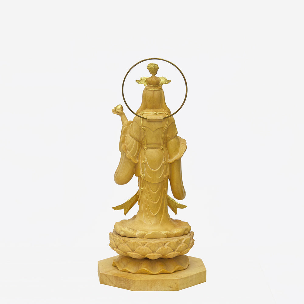 【総高12cm】吉祥天 立像 木彫り 樹種：柘植（つげ） / 置物 縁起物 ※画像現品像の発送です