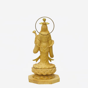 【総高12cm】吉祥天 立像 木彫り 樹種：柘植（つげ） / 置物 縁起物 ※画像現品像の発送です
