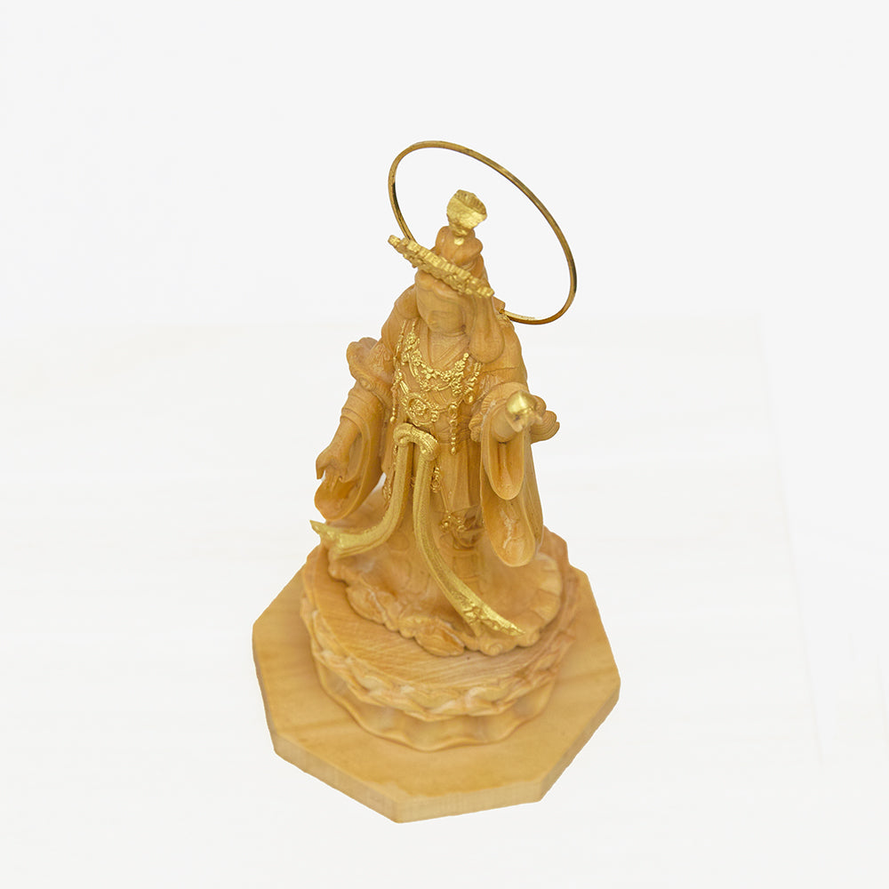【総高12cm】吉祥天 立像 木彫り 樹種：柘植（つげ） / 置物 縁起物 ※画像現品像の発送です