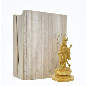 【総高12cm】吉祥天 立像 木彫り 樹種：柘植（つげ） / 置物 縁起物 ※画像現品像の発送です