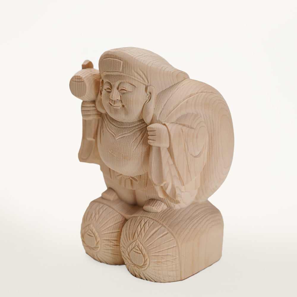 【総高11cm】大黒様 立像 木彫り 樹種：ひのき / 大黒天 置物 縁起物 ※画像現品像の発送です