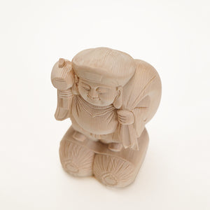 【総高11cm】大黒様 立像 木彫り 樹種：ひのき / 大黒天 置物 縁起物 ※画像現品像の発送です