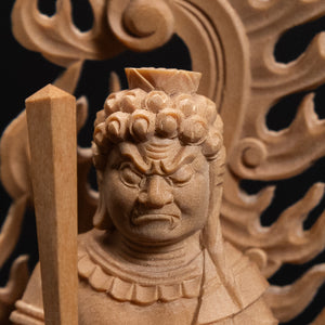 【総高11cm】不動明王 座像 木彫り 樹種：柘植 / お不動様 置物 縁起物 ※画像現品像の発送です