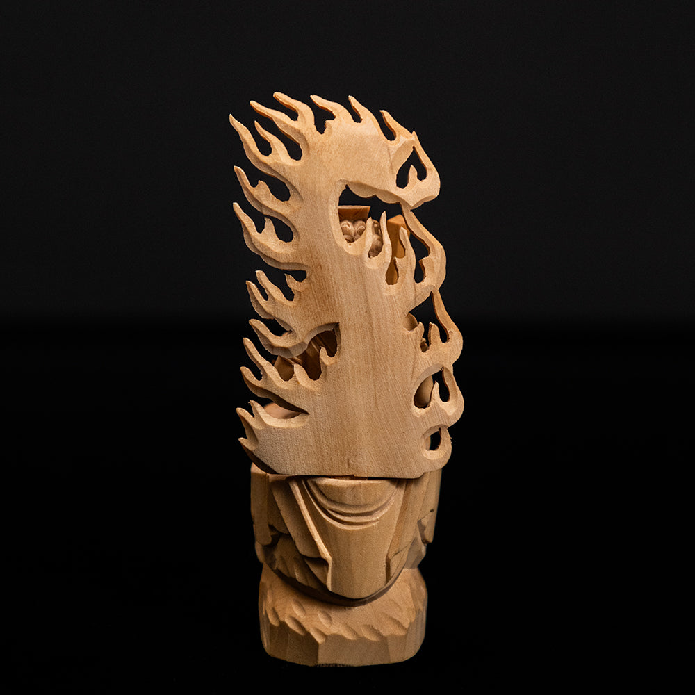 【総高11cm】不動明王 座像 木彫り 樹種：柘植 / お不動様 置物 縁起物 ※画像現品像の発送です
