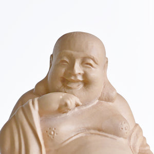 【総高12cm】木彫り 布袋様 樹種：柘植 /  置物 縁起物 ※画像現品像の発送です