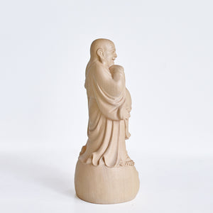 【総高12cm】木彫り 布袋様 樹種：柘植 /  置物 縁起物 ※画像現品像の発送です