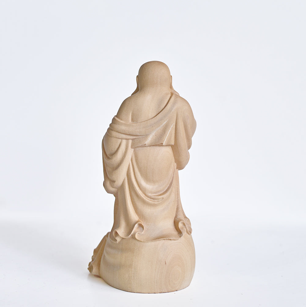 【総高12cm】木彫り 布袋様 樹種：柘植 /  置物 縁起物 ※画像現品像の発送です