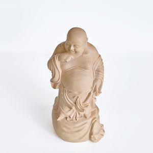 【総高12cm】木彫り 布袋様 樹種：柘植 /  置物 縁起物 ※画像現品像の発送です