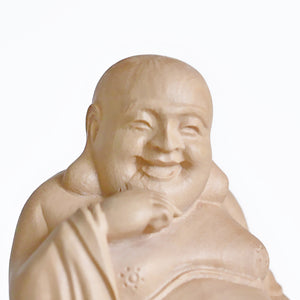 【総高12cm】木彫り 布袋様 樹種：柘植 /  置物 縁起物 ※画像現品像の発送です