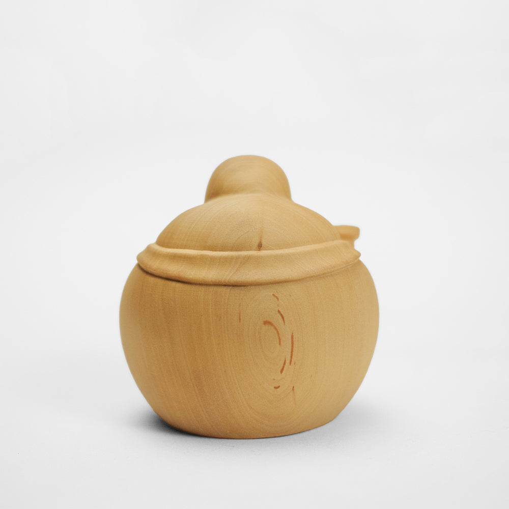 【総高7cm】木彫り 丸布袋  樹種：柘植 /  布袋様 置物 縁起物 ※画像現品像の発送です