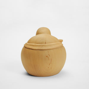 【総高7cm】木彫り 丸布袋  樹種：柘植 /  布袋様 置物 縁起物 ※画像現品像の発送です