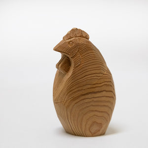 【総高8cm】木彫り にわとり  樹種：屋久杉 / 鳥 鶏  置物 縁起物 ※画像現品像の発送です